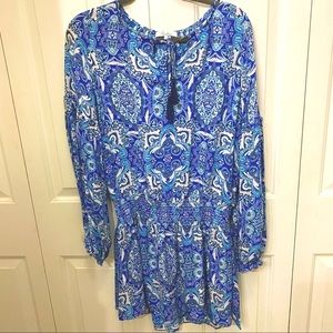 Parker | Blue colorful smocked waist dress